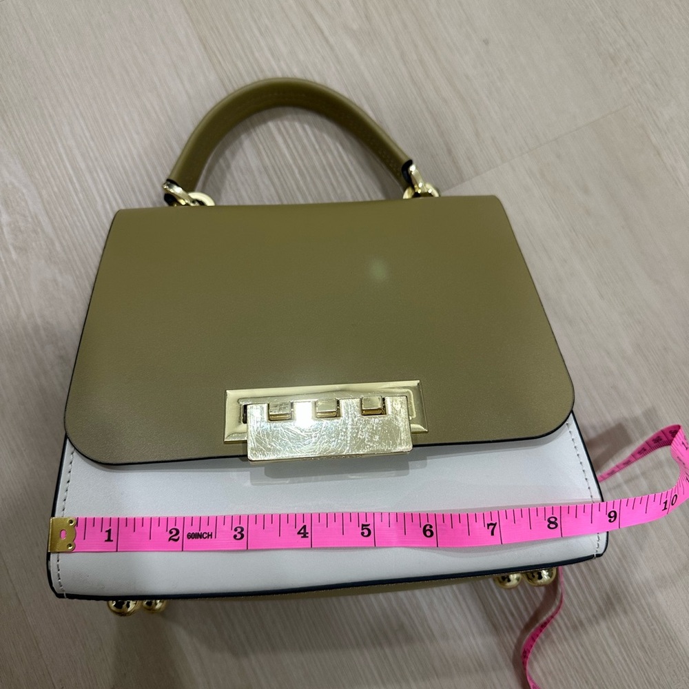 Zac Zac Posen Olive Green and Cream Handle Shoulder Bag - Picture 13 of 13